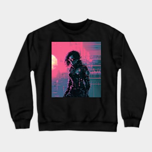 Synthpop 80s Retrowave Girl In Glasses Crewneck Sweatshirt